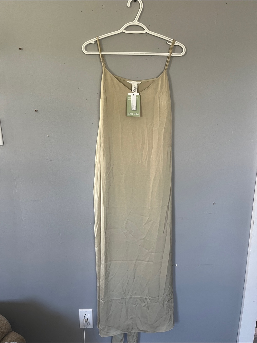 H&M Sage Slip Maxi Dress Large